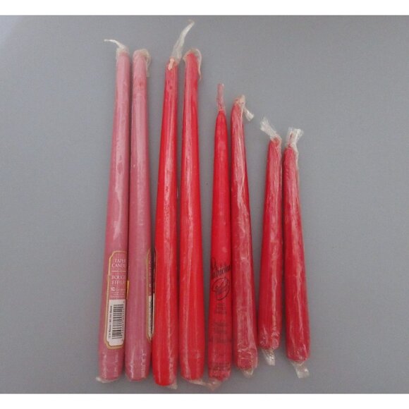Candle-lite Taper Candle Lot 6 Red 2 Pink (each wrapped in plastic) Made in USA - Picture 2 of 3